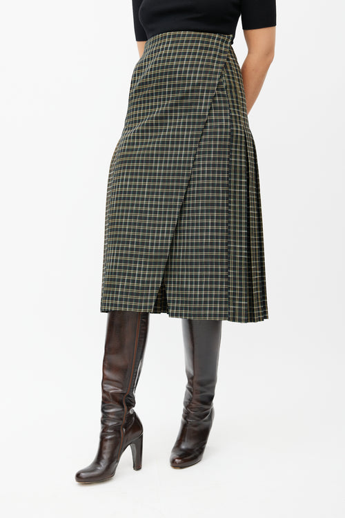 Beaufille Black & Multicolour Kari Plaid Wrap Skirt