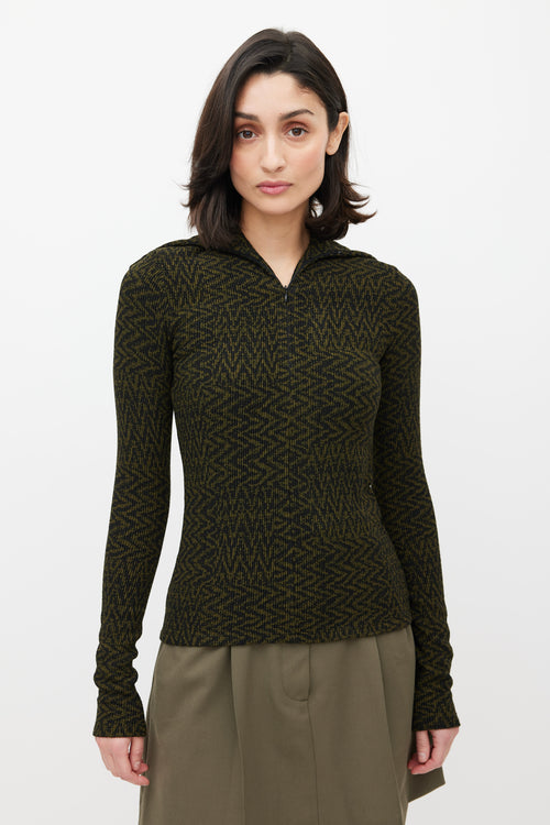 Beaufille Black & Green Chevron Knit Bernini Top
