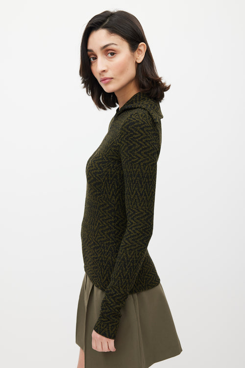 Beaufille Black & Green Chevron Knit Bernini Top