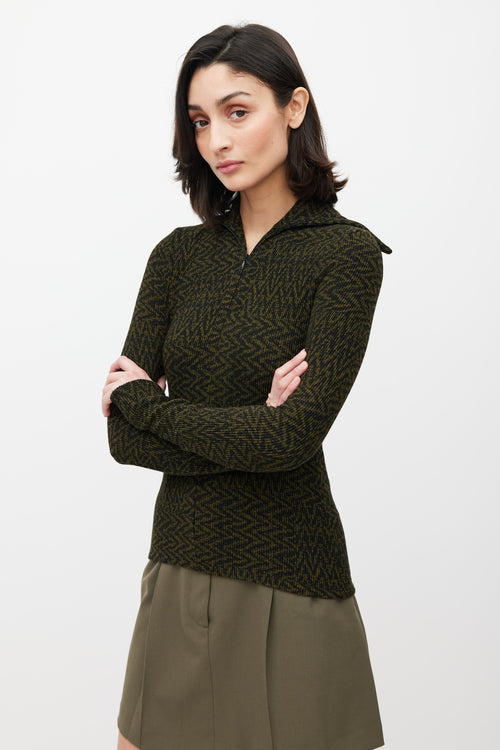 Beaufille Black & Green Chevron Knit Bernini Top