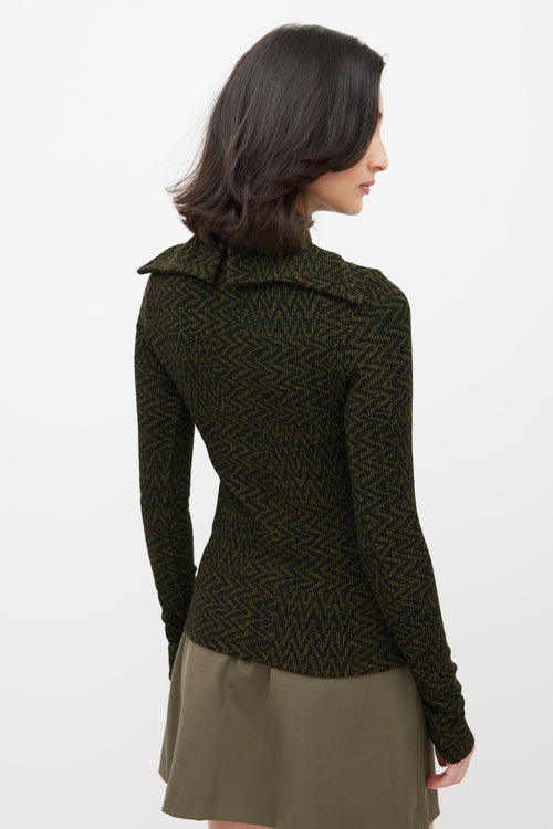 Beaufille Black & Green Chevron Knit Bernini Top