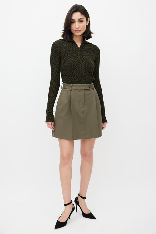 Beaufille Black & Green Chevron Knit Bernini Top
