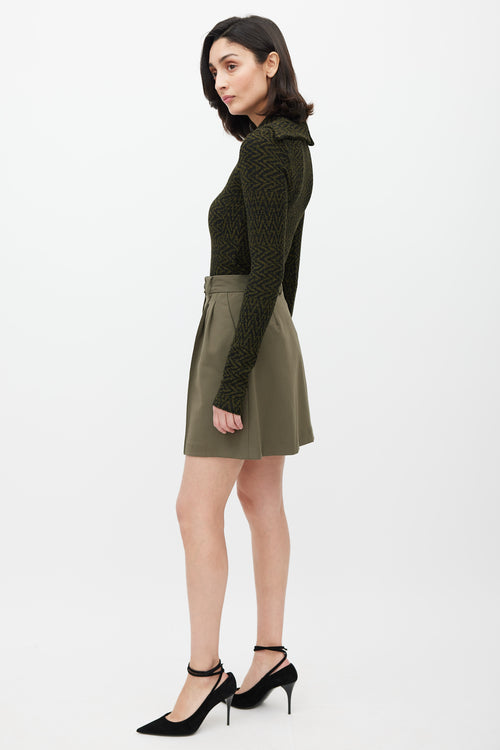 Beaufille Black & Green Chevron Knit Bernini Top
