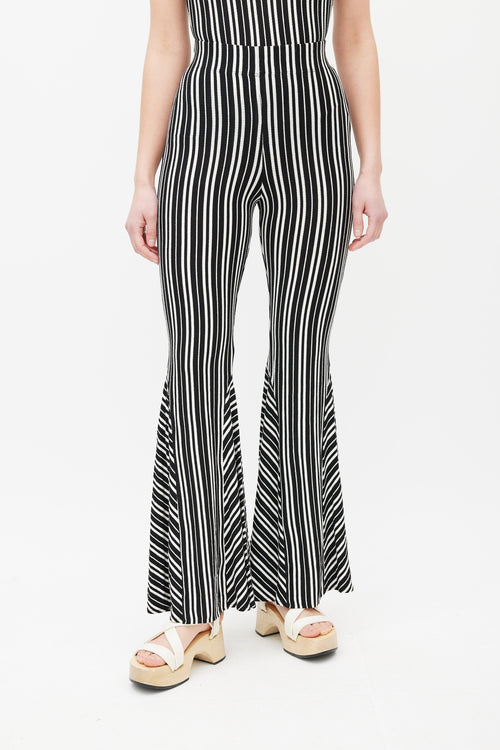 Beaufille Black & White Lamos Stripe Flared Pant