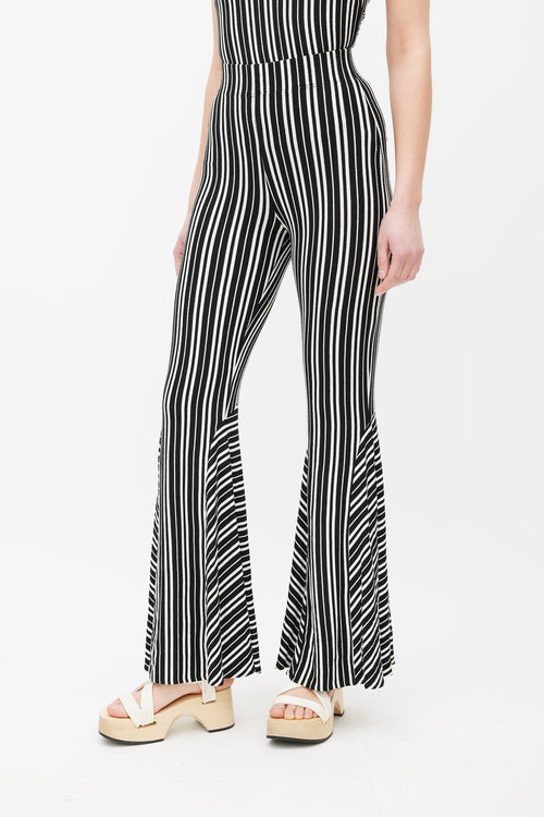 Beaufille Black & White Lamos Stripe Flared Pant