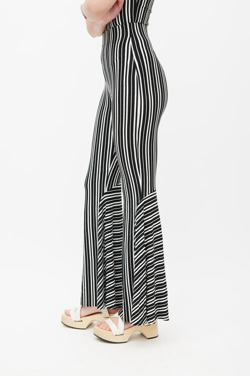 Beaufille Black & White Lamos Stripe Flared Pant