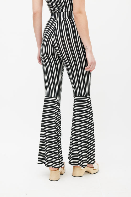 Beaufille Black & White Lamos Stripe Flared Pant