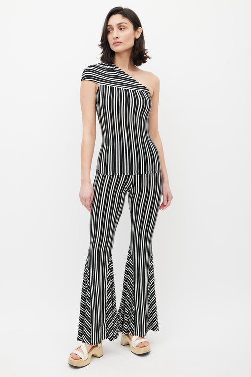 Beaufille Black & White Mensa Stripe One Shoulder Top