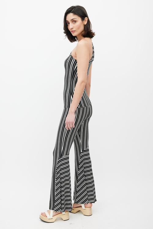 Beaufille Black & White Mensa Stripe One Shoulder Top