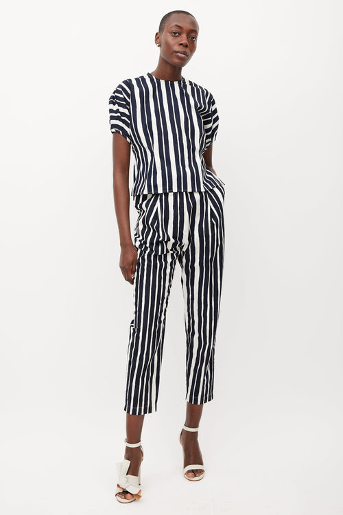 Beaufille White & Navy Ivey Striped Top