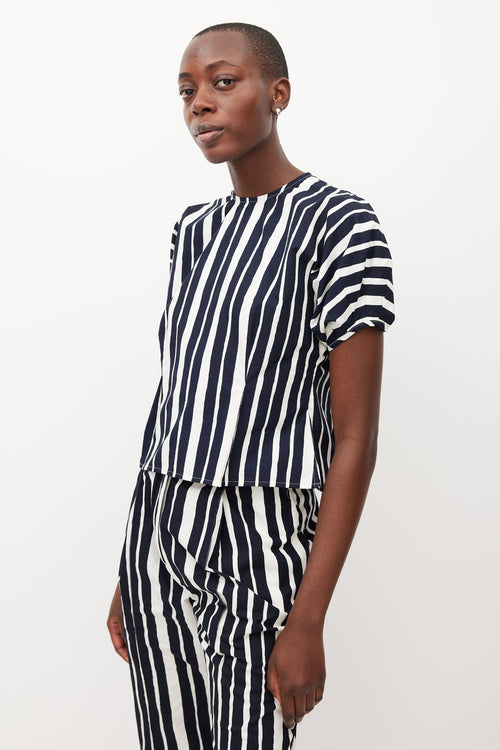 Beaufille White & Navy Ivey Striped Top