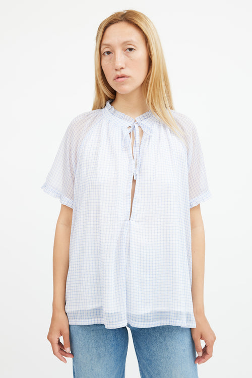 Birgitte Herskind Blue & White Gingham A-line Top