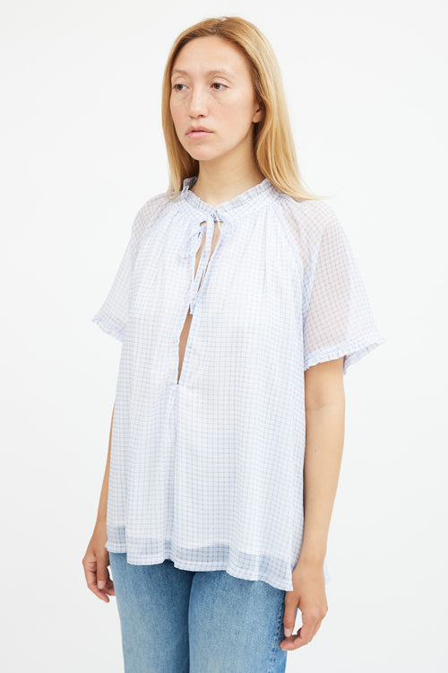 Birgitte Herskind Blue & White Gingham A-line Top