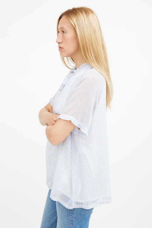 Birgitte Herskind Blue & White Gingham A-line Top