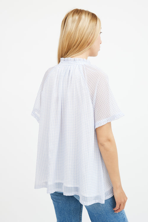 Birgitte Herskind Blue & White Gingham A-line Top
