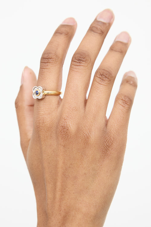 Birks 18K Gold & Gemstone Flower Ring