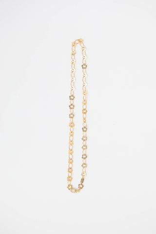 Fine Jewelry 18K Yellow Gold Flower Chain Necklace