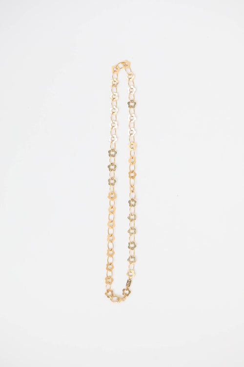 Fine Jewelry 18K Yellow Gold Flower Chain Necklace