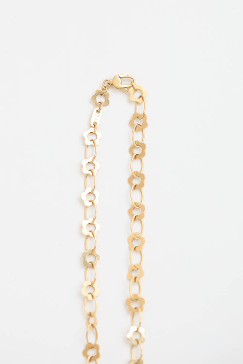 Fine Jewelry 18K Yellow Gold Flower Chain Necklace