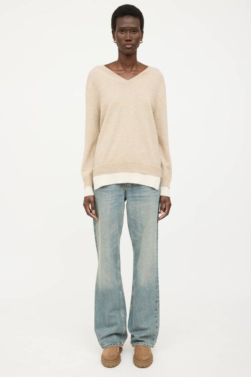 Black Goat Cashmere Knit V-Neck Sweater