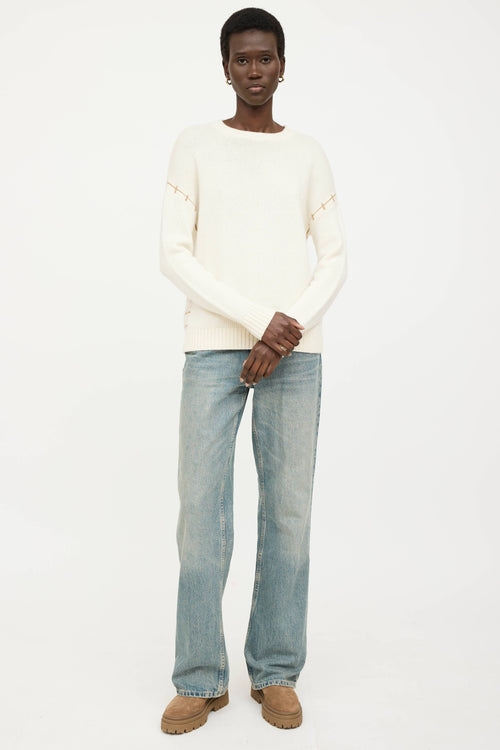 Black Goat Cashmere Knit Patterned Sweater