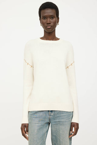 Black Goat Cashmere Knit Patterned Sweater