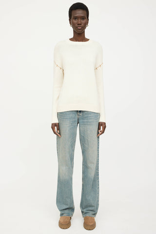 Black Goat Cashmere Knit Patterned Sweater