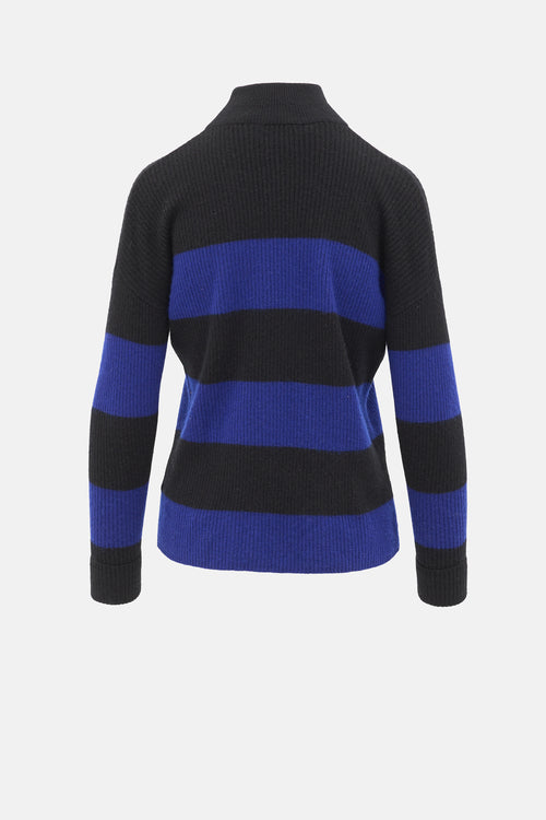 Black Goat Cashmere Striped Sweater
