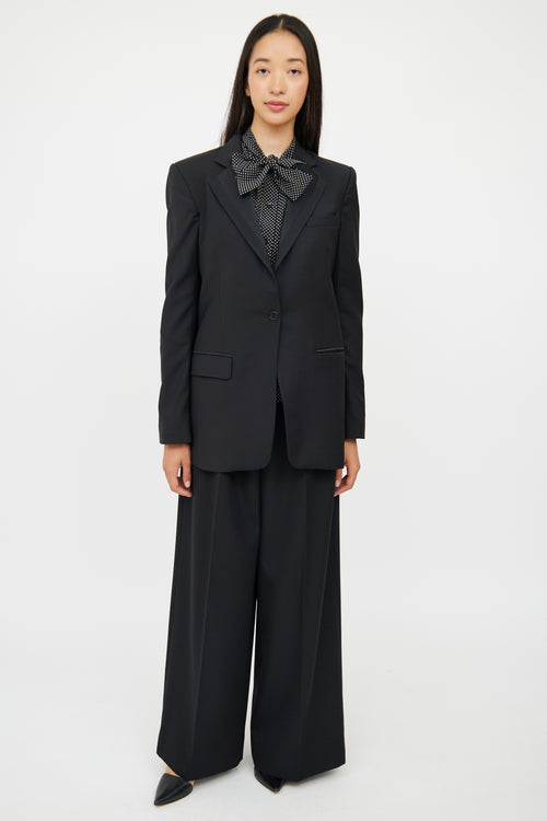 Blk Dnm Black Wool Panel Button Pocket Blazer