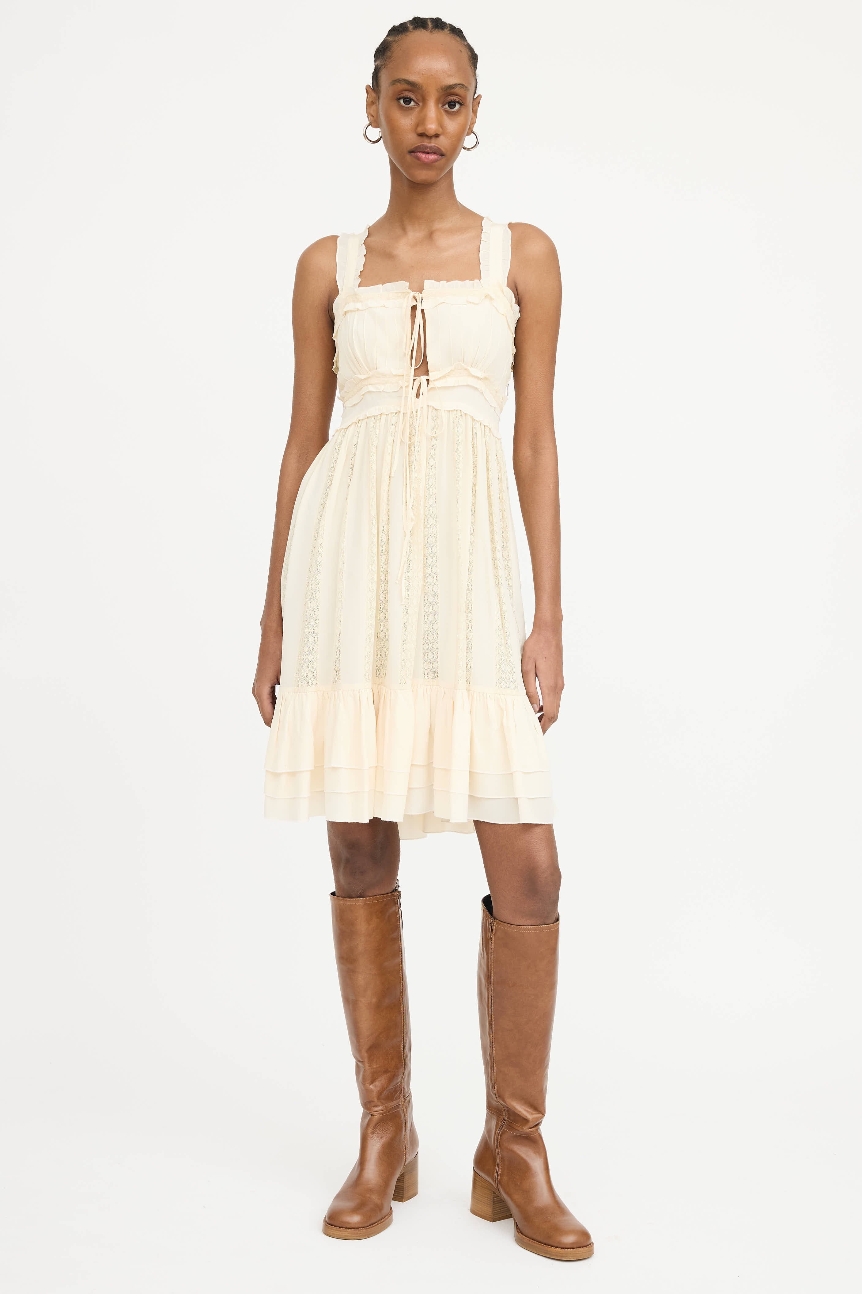 Blumarine Silk Ruffle Dress
