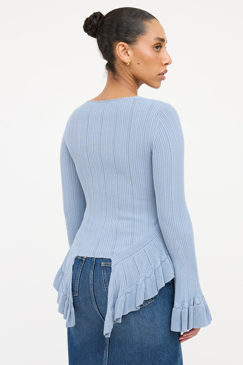 Blumarine Knit Ruffle Cardigan Top