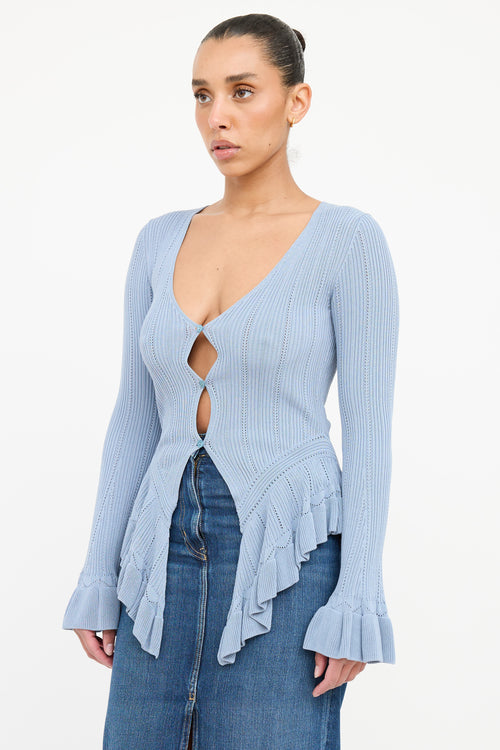 Blumarine Knit Ruffle Cardigan Top
