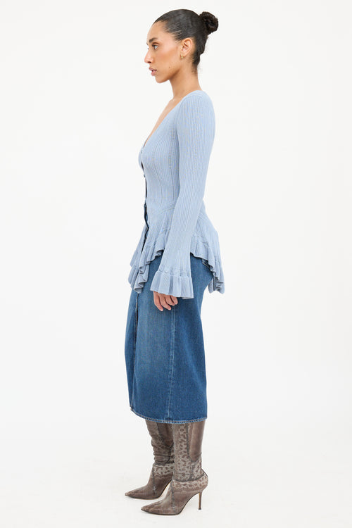 Blumarine Knit Ruffle Cardigan Top