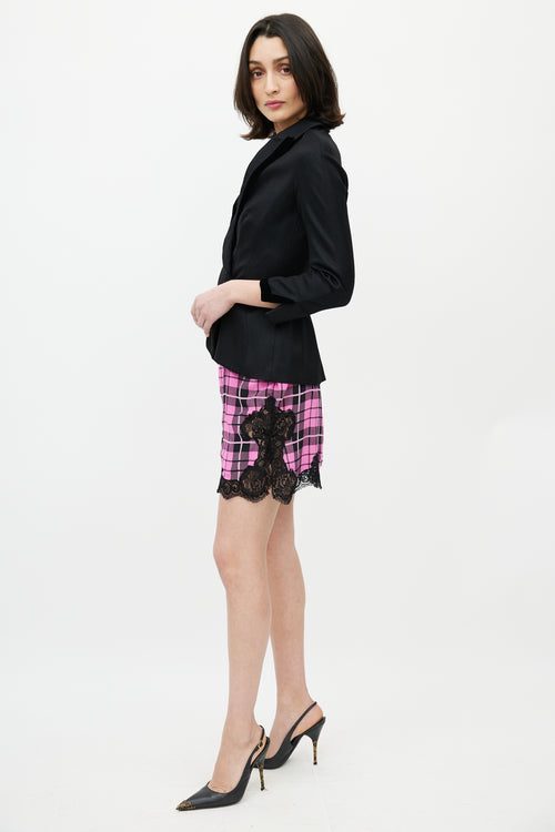 Blumarine Black Wool & Velvet Trim Peplum Blazer
