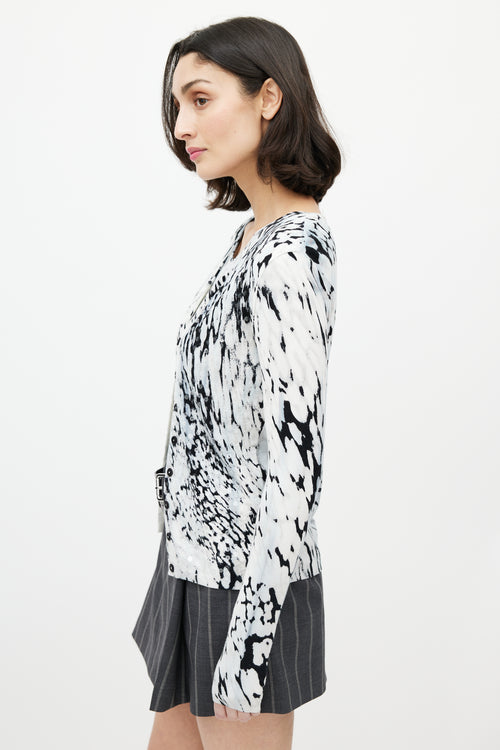 Blumarine Blue & Black Sequin Tank & Cardi Set