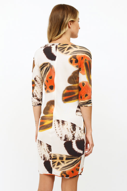 Blumarine Brown & Cream Printed Ruched Dress