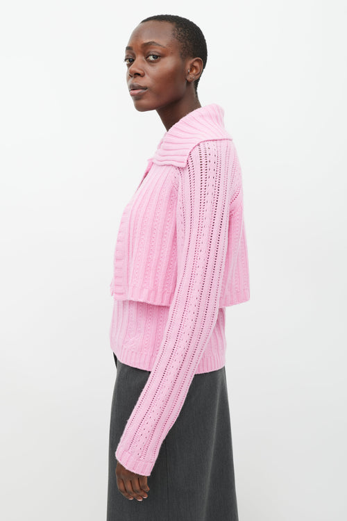 Blumarine Pink Cashmere Tank & Cardigan Set