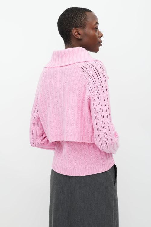 Blumarine Pink Cashmere Tank & Cardigan Set