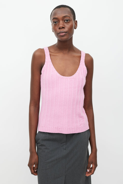 Blumarine Pink Cashmere Tank & Cardigan Set