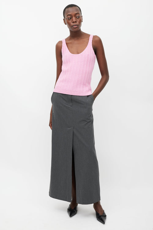 Blumarine Pink Cashmere Tank & Cardigan Set