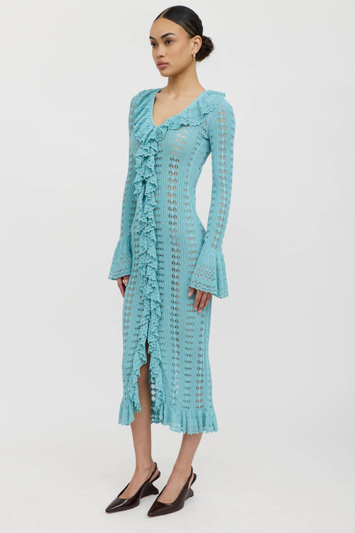 Blumarine Ruffled Knit Maxi Dress