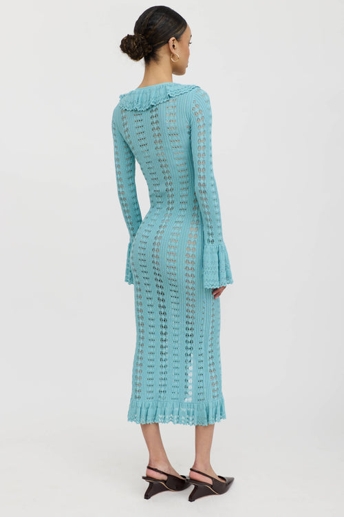 Blumarine Ruffled Knit Maxi Dress