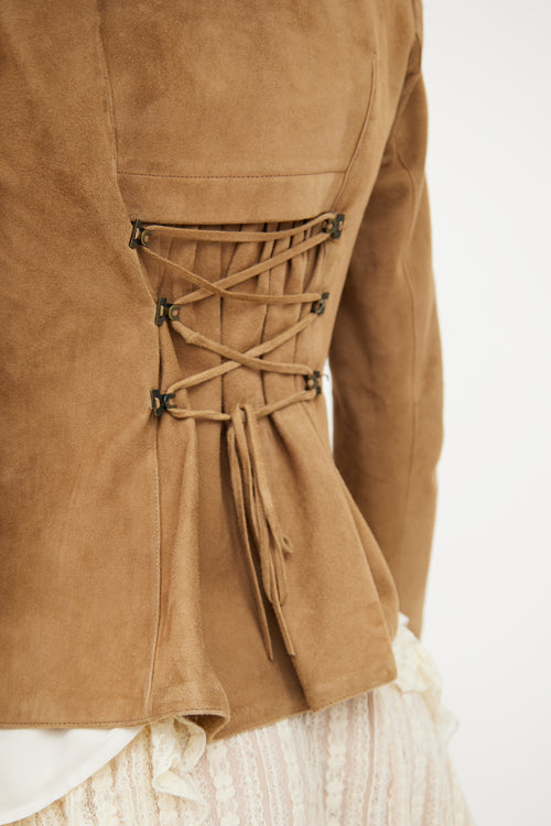 Blumarine Brown Suede & Leather Jacket