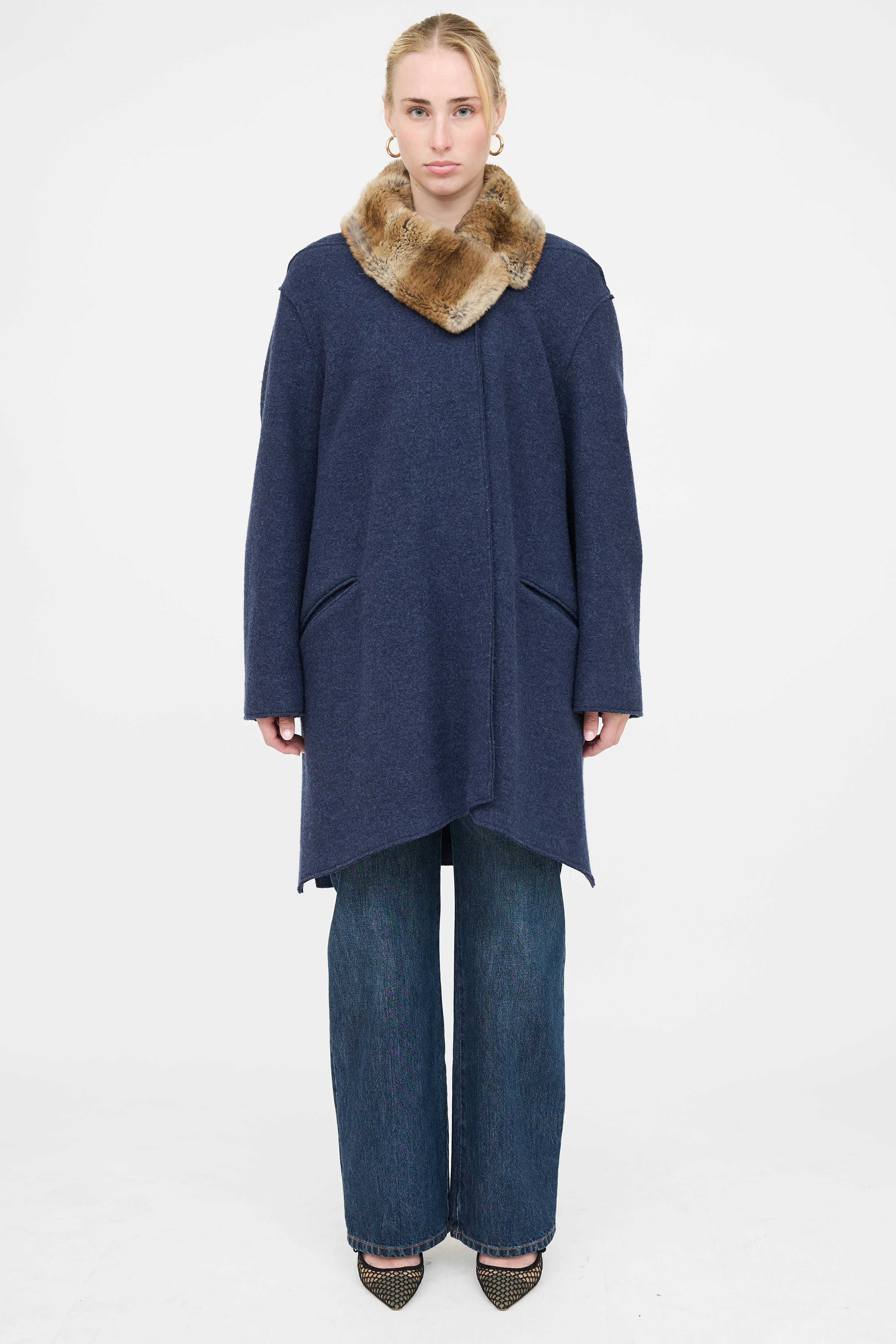 Blumarine Wool Fur Coat