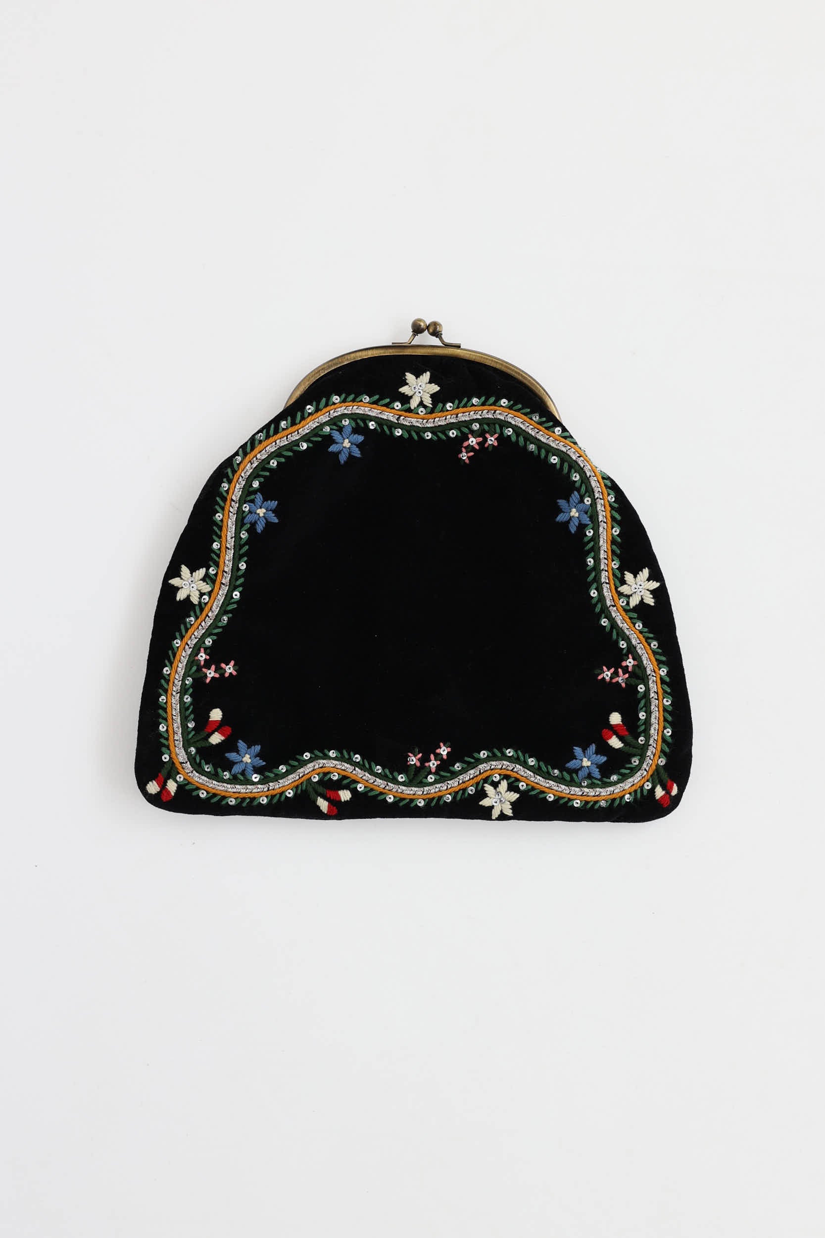 Bode Embroidered Velvet Kiss Lock Pouch