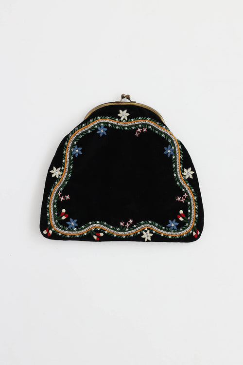 Bode Embroidered Velvet Kiss Lock Pouch