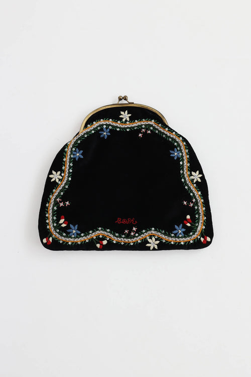 Bode Embroidered Velvet Kiss Lock Pouch