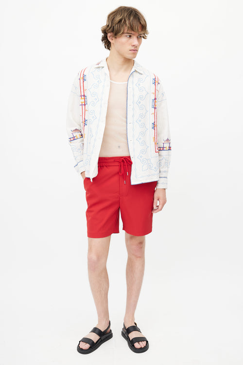 Bode White & Multi Embroidered Shirt