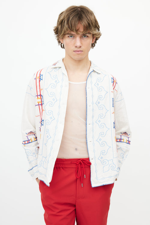 Bode White & Multi Embroidered Shirt