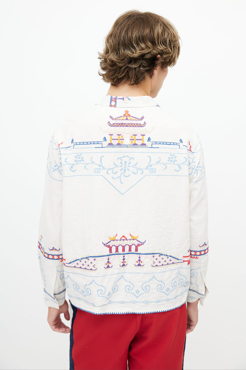 Bode White & Multi Embroidered Shirt
